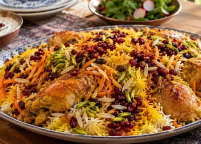 طرز تهیه هفت رنگ پلو با مرغ؛ مجلسی و زعفرانی طرز تهیه هفت رنگ پلو با مرغ؛ مجلسی و زعفرانی
